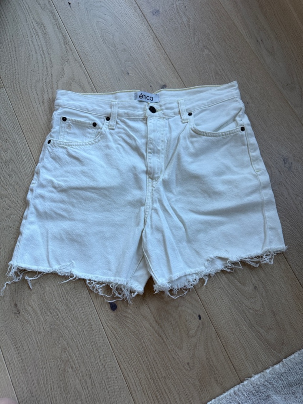 White Frayed Hem Denim Shorts